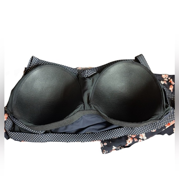 NWOT, Claire France, Plus Size Floral Tankini Top, 3X, Pink, Navy - Picture 4 of 9